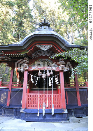 花園神社の本殿と三猿の彫刻　北茨城市 64177961