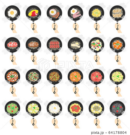 フライパンで調理した料理のイラストセット 64178804