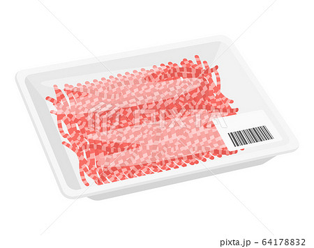 パックに入ったひき肉のイラスト 64178832