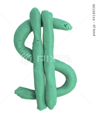 Plasticine dollar on white background 64180596