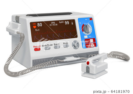 Automated external defibrillator, 3D rendering 64181970