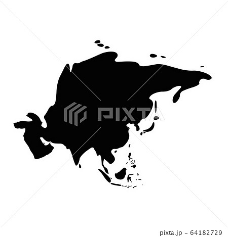 Asia black silhouette. Contour map of continent. Simple flat vector illustration Asia black silhouette. Contour map of continent. Simple flat vector illustration 64182729