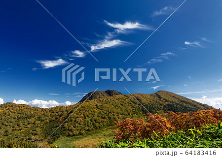 紅葉の妙高山・黒沢池湿原と秋空 紅葉の妙高山・黒沢池湿原と秋空 64183416