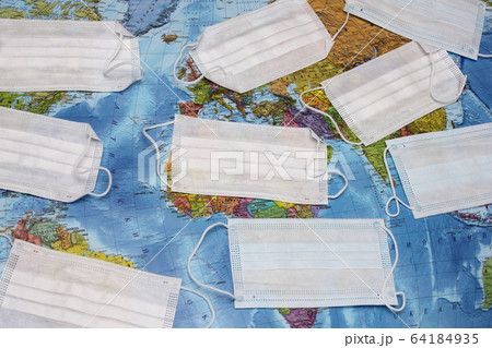 Medical masks are located everywhere on the 64184935