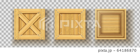 Storage wood realistic open boxes for supplies transportation 64186870