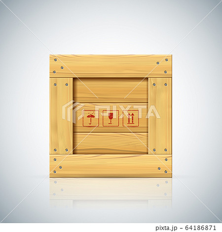 Nailed square small vector wooden box for supply shipping Nailed square small vector wooden box for supply shipping 64186871