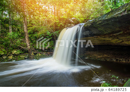 Waterfall river stream green tropical forest Waterfall river stream green tropical forest 64189725