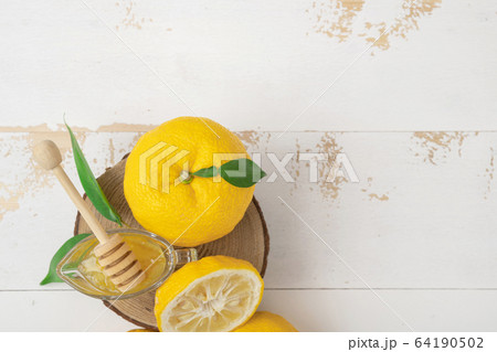 fresh fruit concept. close up of lemons and citrons 165 64190502