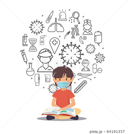 A boy reading a book in an epidemic situation A boy reading a book in an epidemic situation 64191357