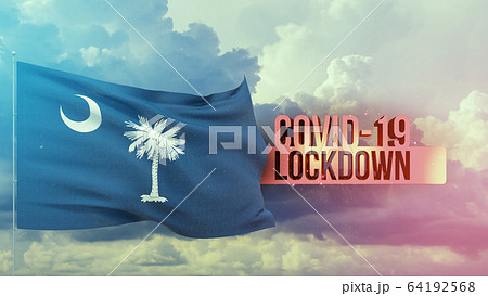 Coronavirus outbreak and coronaviruses influenza lockdown concept with flag of the states of USA. State of Nebraska flag Pandemic 3D illustration. 64192568