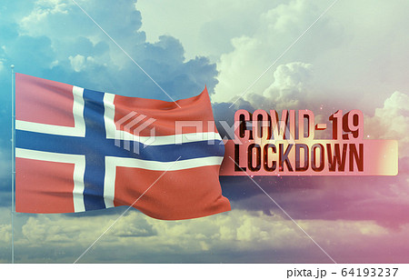 Coronavirus outbreak and coronaviruses influenza lockdown concept with flag of Norway. Pandemic 3D illustration. 64193237