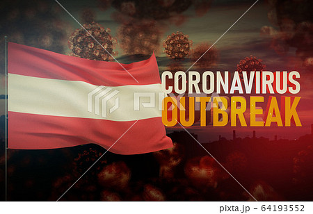 Coronavirus COVID-19 outbreak concept with flag of Austria. Pandemic 3D illustration. Coronavirus COVID-19 outbreak concept with flag of Austria. Pandemic 3D illustration. 64193552