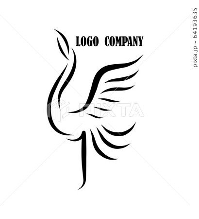 Line Art Flamingo Logo Vector Standing With のイラスト素材 64193635 Pixta