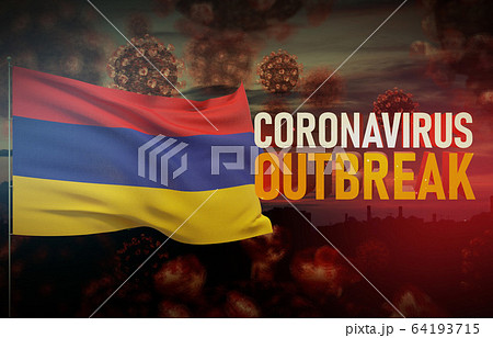 Coronavirus COVID-19 outbreak concept with flag of Armenia. Pandemic 3D illustration. Coronavirus COVID-19 outbreak concept with flag of Armenia. Pandemic 3D illustration. 64193715