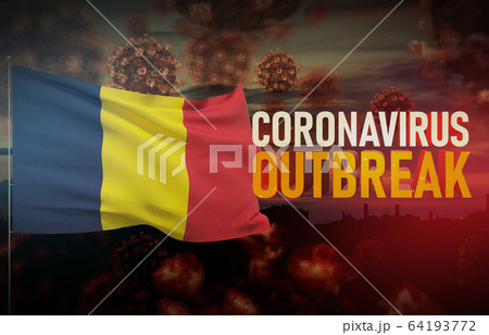 Coronavirus COVID-19 outbreak concept with flag of Chad. Pandemic 3D illustration. 64193772