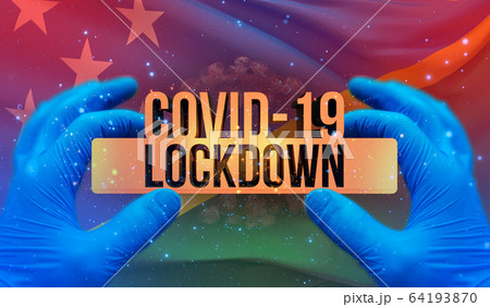 COVID-19 lockdown concept with backgroung of waving national flag of Solomon Islands. Pandemic 3D illustration. COVID-19 lockdown concept with backgroung of waving national flag of Solomon Islands. Pandemic 3D illustration. 64193870