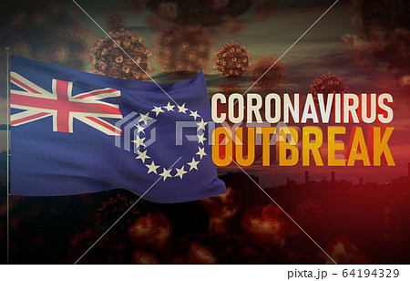 Coronavirus COVID-19 outbreak concept with flag of Cook Islands. Pandemic 3D illustration. Coronavirus COVID-19 outbreak concept with flag of Cook Islands. Pandemic 3D illustration. 64194329
