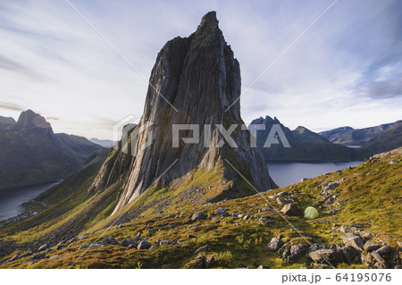 Norway, Senja, Two tents near Segla mountain at sunset Norway, Senja, Two tents near Segla mountain at sunset 64195076