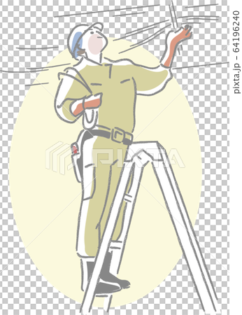 Workers doing electrical work with catats 64196240