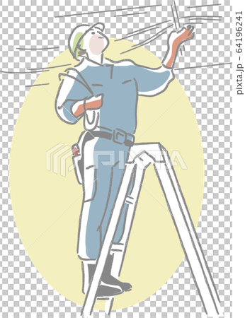 Workers doing electrical work with catats 64196241