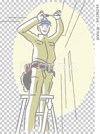 Workers doing electrical work with catats 64196244