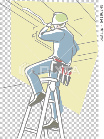 Workers doing electrical work with catats 64196249