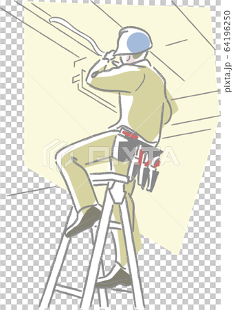 Workers doing electrical work with catats 64196250