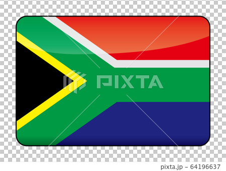リッチデザインの南アフリカの国旗のイラスト｜半立体で光沢感のある国旗アイコンバナー 64196637