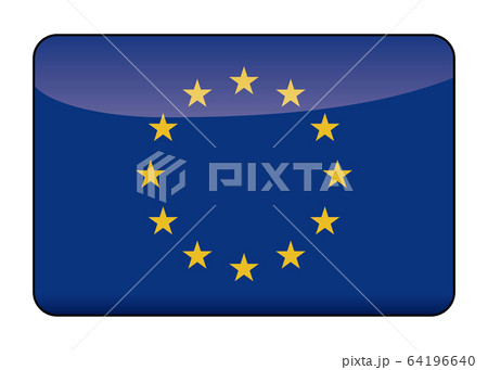 リッチデザインのEU欧州連合の国旗のイラスト｜半立体で光沢感のある国旗アイコンバナー 64196640