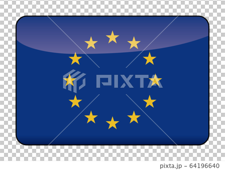 リッチデザインのEU欧州連合の国旗のイラスト｜半立体で光沢感のある国旗アイコンバナー 64196640