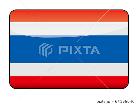 リッチデザインのタイの国旗のイラスト｜半立体で光沢感のある国旗アイコンバナー
