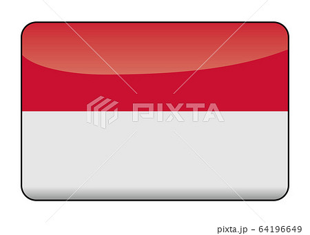 リッチデザインのモナコ公国の国旗のイラスト｜半立体で光沢感のある国旗アイコンバナー