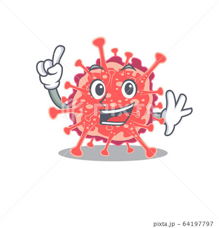 Polyploviricotina mascot character design with one finger gesture 64197797