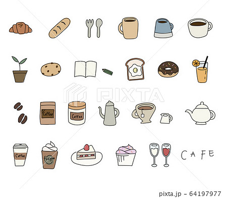 Set Of Hand Drawn Cafe Illustrations Cute Stock Illustration