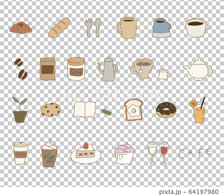 Set Of Hand Drawn Cafe Illustrations Cute Stock Illustration