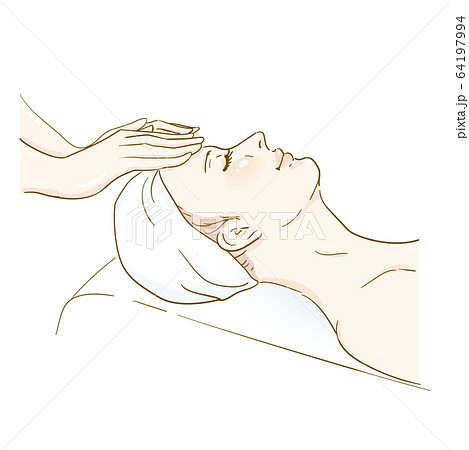 エステ プロ用 施術シーン フェイシャルマッサージ2のイラスト素材