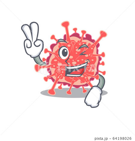 Happy polyploviricotina cartoon design concept with two fingers 64198026