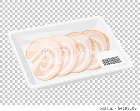 パックに入ったチャーシューのイラスト パックに入ったチャーシューのイラスト 64198109