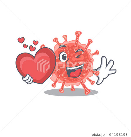 A sweet oncovirus cartoon character style with a heart 64198193