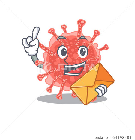 Happy oncovirus mascot design concept with brown envelope 64198281