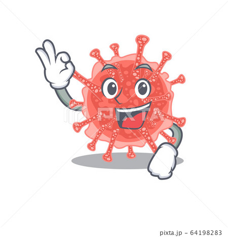 Oncovirus mascot design style with an Okay gesture finger 64198283