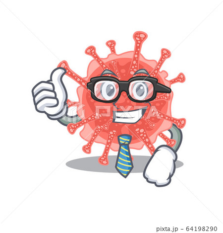 An elegant oncovirus Businessman mascot design wearing glasses and tie 64198290
