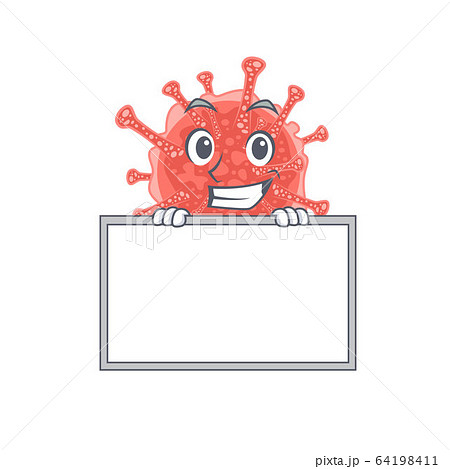 Smiling oncovirus cartoon design style has a board 64198411