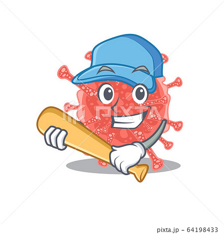 Picture of oncovirus cartoon character playing baseball 64198433