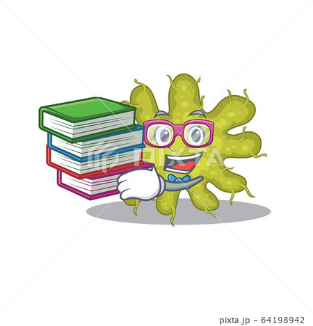 A diligent student in bacterium mascot design concept with books A diligent student in bacterium mascot design concept with books 64198942