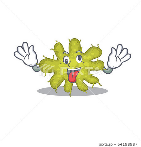 A cartoon design of bacterium having a crazy face 64198987