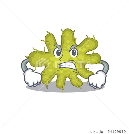 Mascot design concept of bacterium with angry face Mascot design concept of bacterium with angry face 64199059