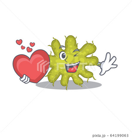 A sweet bacterium cartoon character style with a heart A sweet bacterium cartoon character style with a heart 64199063