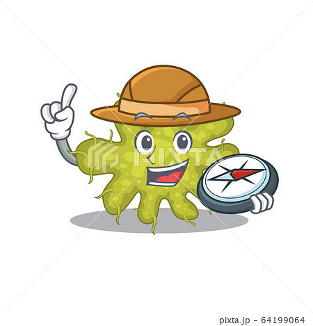 mascot design concept of bacterium explorer with a compass 64199064