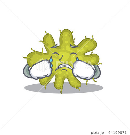 Cartoon character design of bacterium with a crying face 64199071